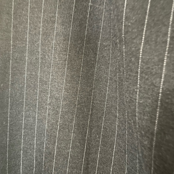 Charcoal gray pinstripe pencil skirt maxi with black side panels and border. - Picture 11 of 14